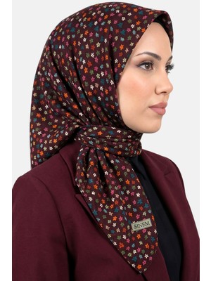 Hadiora Kadın Bordo Çiçek Desenli Dikişli Yazma
