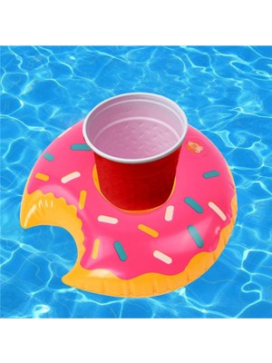Empressco Deniz Yatağı Şişme Bardak Tutucu Donut Pembe, Eğlence ve Rahatlık Için