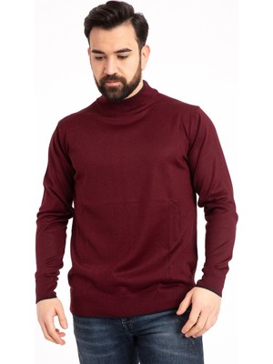 Nacar Store Erkek Siyah Ince Yünlü Yarım Boğazlı Triko Kazak