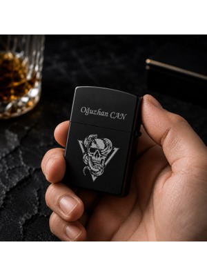 Biton Toptan Kişiye Özel Iskelet Kafa Temalı Metal Benzinli Çakmak | Özel Premium Hediye |  Dolu Gönderim