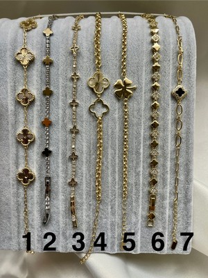 Yeknova Xuping 14K Gold Renginde Kuyumcu Işçiliği 5 Yonca Kararmaz Kadın Bileklik (1 numara)