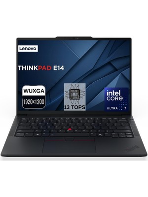 Lenovo Thinkpad E14 Gen 7 Intel Core Ultra 7 255H 16GB 512GB SSD 14" Wuxga Freedos 13 Tops Yapay Zeka Destekli Taşınabilir Bilgisayar