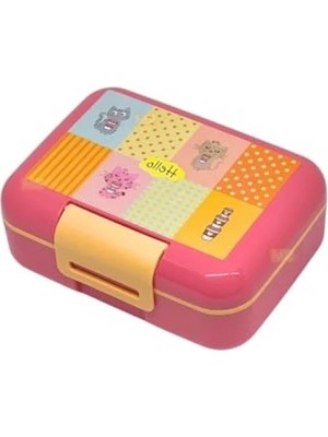Die Grup Sevimli Kedi Desenli 1600ML Kapaklı Lunchbox, 2 Bölmeli Pp Plastik
