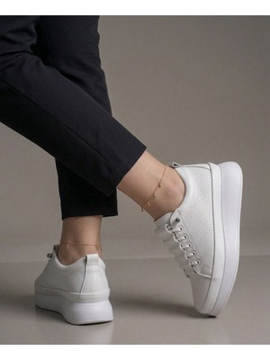 Gönbeler Hakiki Deri Kadın Sneaker - Hafif Poli Ortopedik Tabanlı Bağcıksız Günlük Spor Ayakkabı
