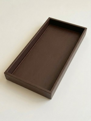 Derisunum Design Premium Deri Xl Büyük Boy Tepsi - Antre Anahtarlık, Takı ve Makyaj Tepsisi Organizeri - Banyo ve Sehpa Üstü (42X21 Cm)