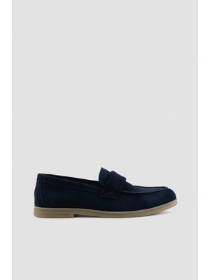 Paul & Shark Erkek Logo Işlemeli Dikiş Detaylı Lacivert Loafer Ayakkabı 15358000-013