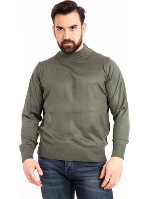Nacar Store Erkek Siyah Ince Yünlü Yarım Boğazlı Triko Kazak