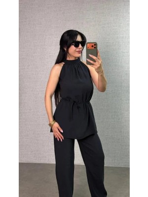 Aymood Kadın Halter Yaka Beli Kuşak Detaylı Ikili Takım