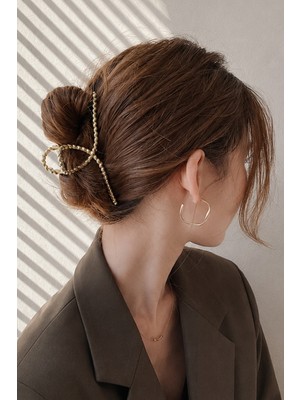 Trend Collection Gold Metal Saç Tokası Burgulu Tasarım Şık Topuz Tokası
