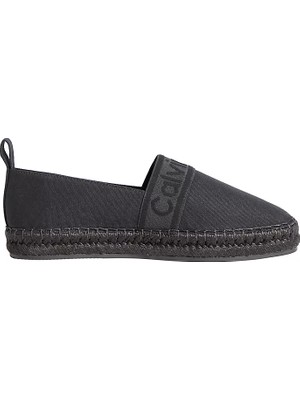 Calvin Klein Kadın Hasır Topuk Dokuma Kumaş Yuvarlak Burun Siyah Ayakkabı HW0HW02934-0GJ