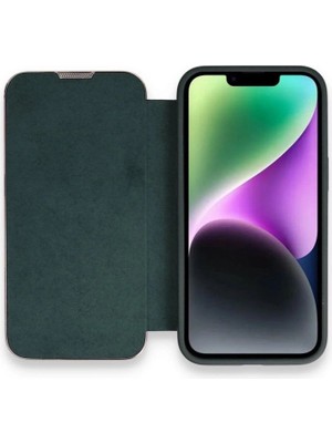 Mestore Apple Iphone 14 Pro Kılıf Dolpin Kapaklı - Koyu Yeşil