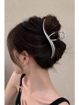 Trend Collection Gümüş Metal Mandal Toka Kadın Saç Tokası