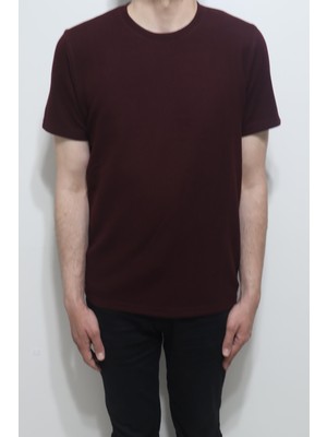 Santa Fistan Store Erkek Düz Spor Kesim Rahat Kalıp Bisiklet Yaka T-Shirt