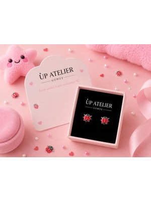 Up Atelier 925 Ayar Gümüş Çocuk Küpesi Uğur Böceği Model