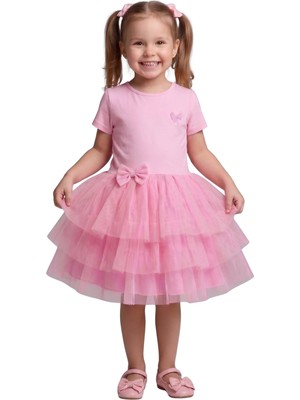 New Kids Fiyonk Detaylı Tüllü Pmb Kız Çocuk Elbise
