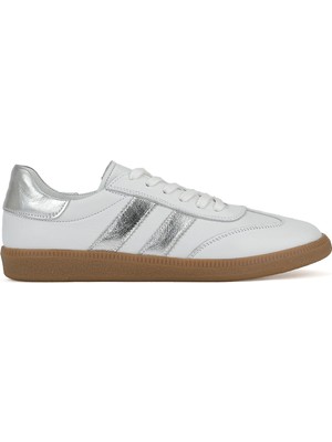 Ziya, Kadın Hakiki Deri Sneaker 1611035Z6403 Beyaz-Gümüş