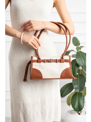 Valu Accessorize Kadın Kemer Detaylı Keten Günlük El ve Omuz Çantası Lina