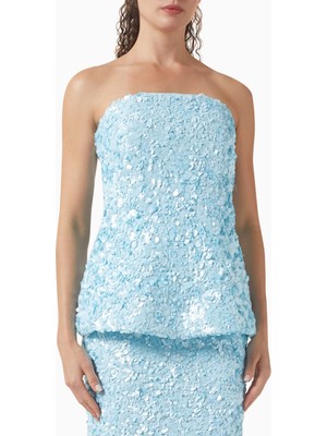 Acler Pipson Powder Blue Payet Işlemeli Kadın Bluz
