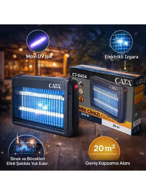 Cata CT-9404 2X10W Sinek Öldürme Cihazı Metal 20 m2 Etki Alanı ile Kokusuz ve Etkili