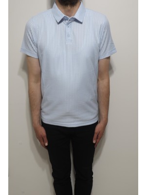 Santa Fistan Store Erkek Çizgili Spor Kesim Rahat Kalıp Polo Yaka T-Shirt
