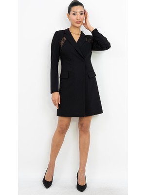 Valerian Moda Özel Koleksiyon Sırt Dantel Detaylı Blazer Mini Elbise - Düğün - Mezuniyet - Ofis Şıklığı