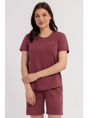 Vienetta Pamuklu Kadın Kısa Kol Şortlu Pijama Takım, 602027