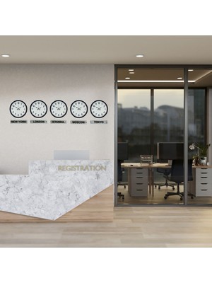 GV Home Executive Black 36 cm 5 Li Tabelalı Dünya Saatleri