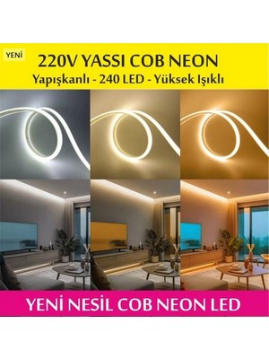 Vatan Led Smd Yassı Neon LED 220V Metrede 240 LED (Kablolu)