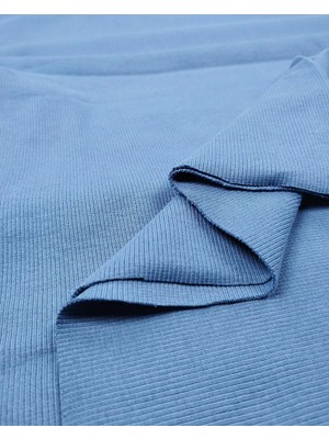 Kumaş Parça Küllü Mavi Kaşkorse Ribana Kumaş Esnek Yumuşak Bodylik & Bluzluk En: 110CM