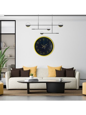 GV Home Sarı 36 cm Mermer Desenli Duvar Saati