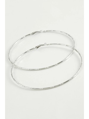 Pileli Store Noktalı Metal Halka Küpe 8-9-10 cm