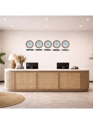 GV Home Sunrise Turuncu 36 cm 5 Li Tabelalı Dünya Saatleri