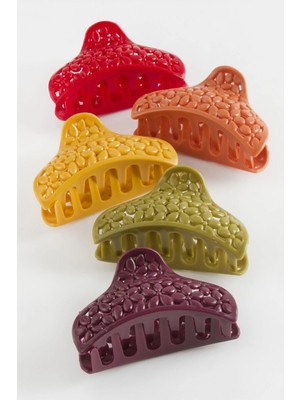Marsilyan Oval Çiçek Renkli Mandal Toka 8 cm