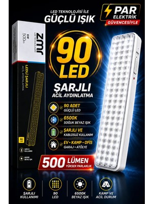 ZMR Ledli Şarjlı Işıldak 90 Ledli 6W 500LM