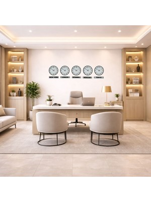 GV Home Sade Krem 36 cm 5 Li Tabelalı Dünya Saatleri