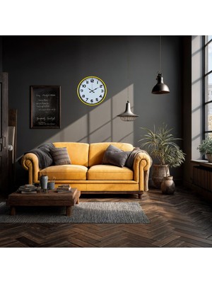 GV Home Dekoratif 36 cm Sarı Duvar Saati