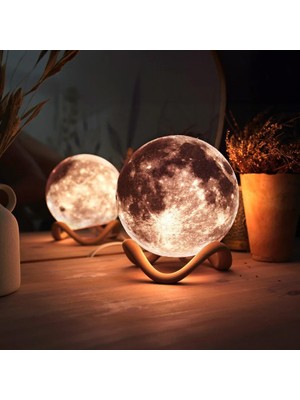 3Dlab Three-Dimensional Systems Moon Gerçek Ay Dokulu Modern Abajur