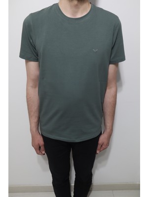 Santa Fistan Store Erkek Düz Spor Kesim Rahat Kalıp Bisiklet Yaka Basic T-Shirt