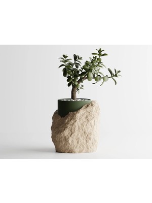 Stratum Dekoratif Saksı - Taş Görünümlü Modern Bitki Saksısı 15 cm