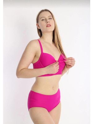 Ay Kids Kadın Askılı Ayarlanabilir Fiyonklu Boş  Kaplı Bikini 7206-F