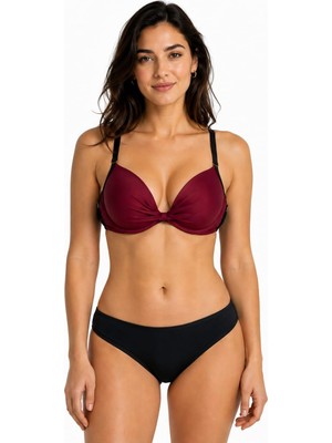 Ay Kids Kadın Bordo Siyah Destekli Bikini Takımı 1156-