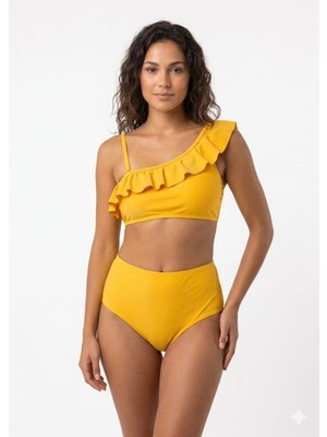 Ay Kids Kadın Tek Omuz Fırfırlı Bikini 7214-S-