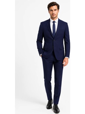 Uki Lacivert Comfort Fit , Mono Yaka , 6 Drop , Kapaklı Cep Klasik Takım Elbise