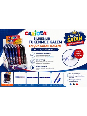 Carioca Oops Pop Tükenmez Kalem Silinebilir 41045 3 Lü Set Mavi-Siyah-Kırmızı