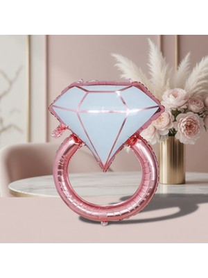 Dodomar Rose Tek Taş Yüzük Folyo Balon 58x81 cm Bekarlığa Veda Parti Dekorasyonu
