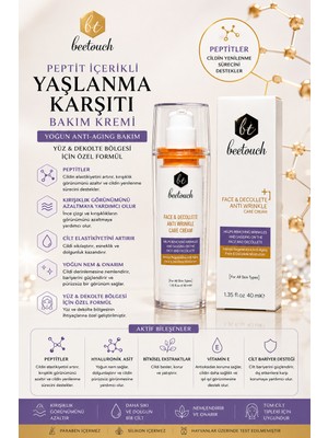 Beetouch Yüz ve Dekolte Kırışıklık Karşıtı Bakım Kremi 40 ml | Hyaluronik Asit Arı Zehri ve Siyah Havyar Içeren Sıkılaştırıcı Anti Aging Bakım Krem