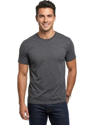 Uki Antrasit Bisiklet Yaka Basic T-Shirt
