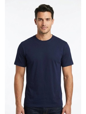 Uki Lacivert Bisiklet Yaka Basic T-Shirt