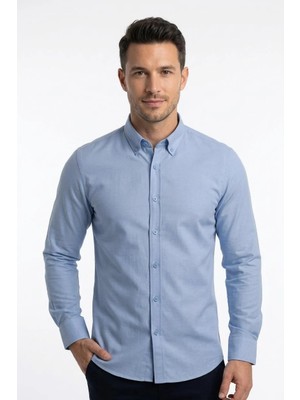 Uki Mavi Comfort Fit Gabardin Gömlek