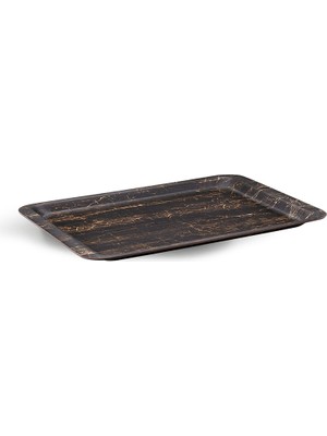 Tria Lamine Ahşap Sade Tepsi 2 Adet 37X53 cm Abanoz Desenli TF3753SAM